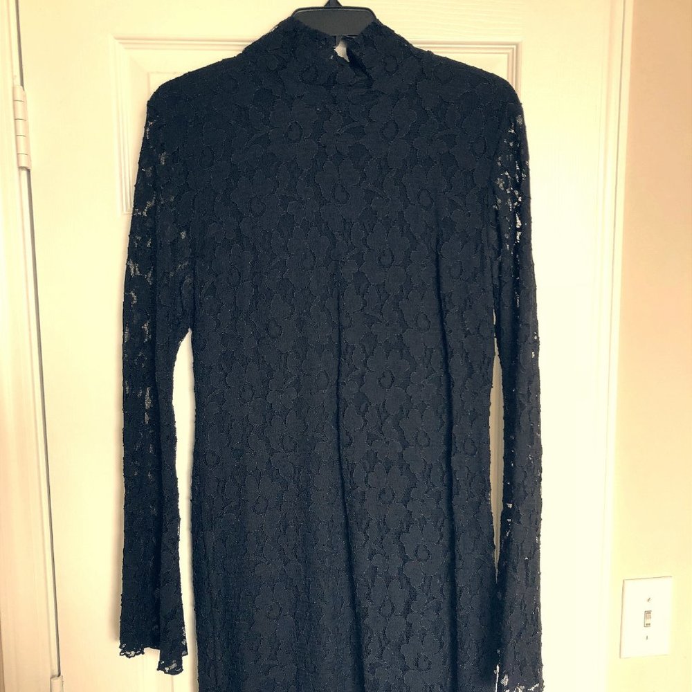 Size XL INC Long Sleeve Lace Black Dress